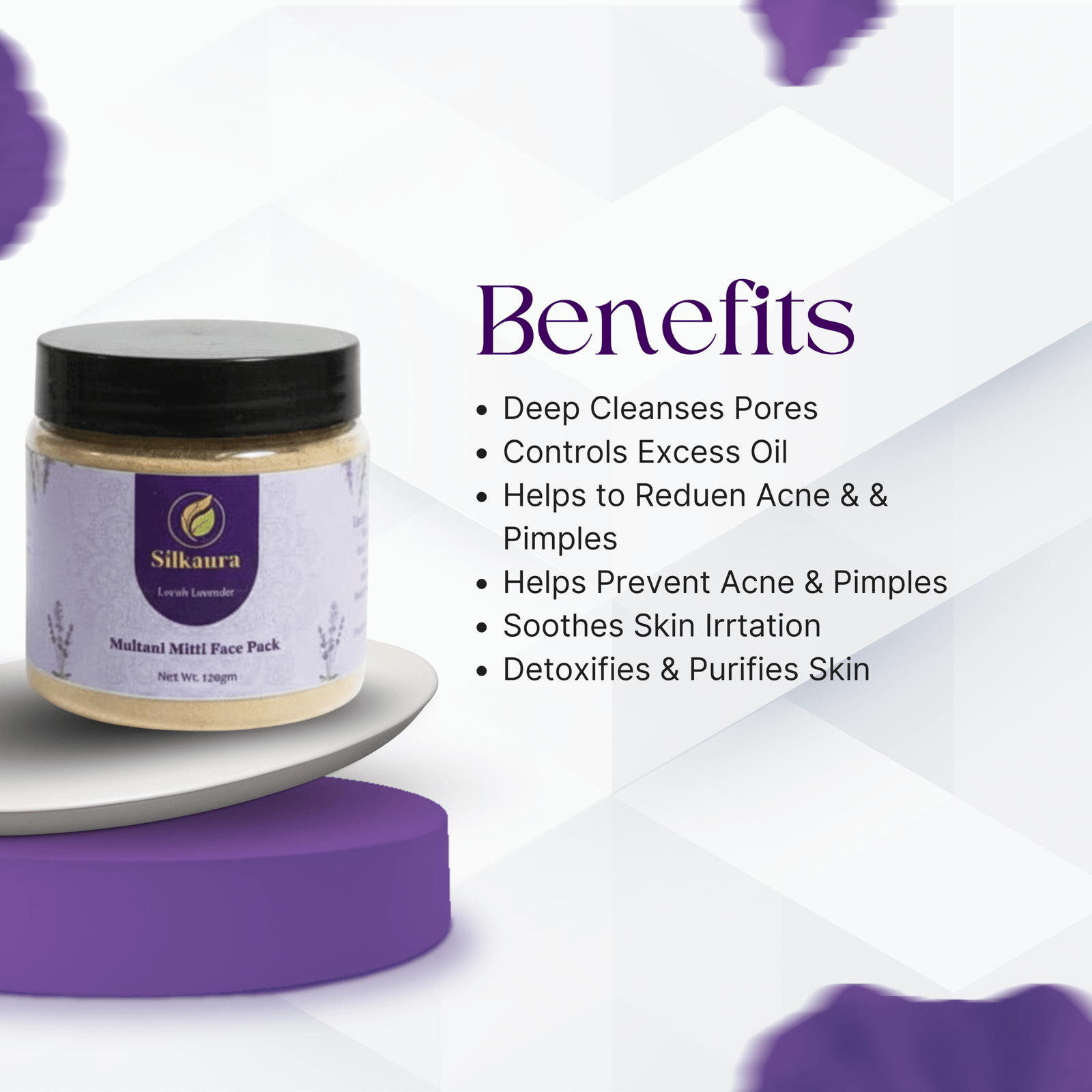 Silkaura Multani Mitti Face Pack – Lavish Lavender - Image 2