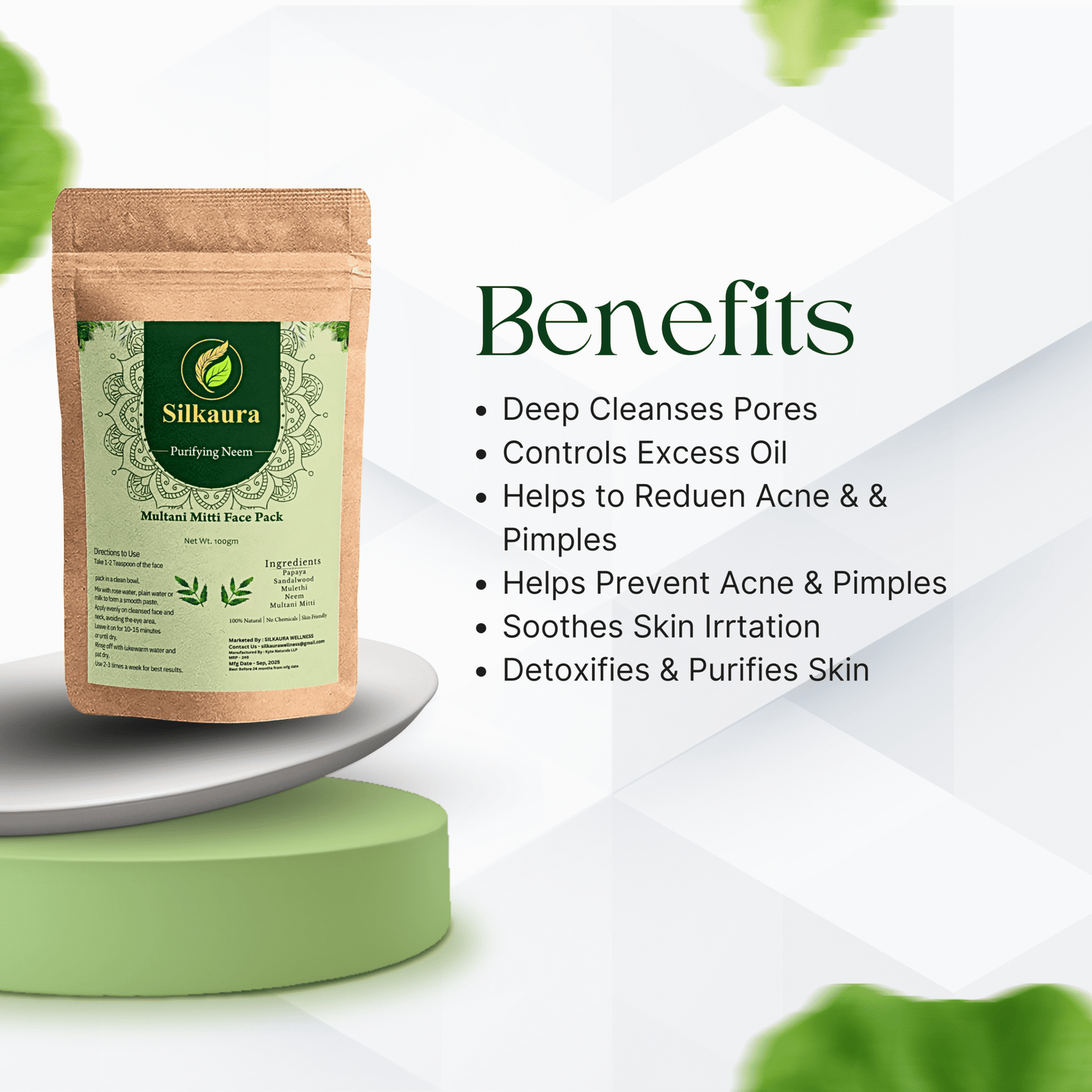 Silkaura Purifying Neem – Multani Mitti Face Pack - Image 2