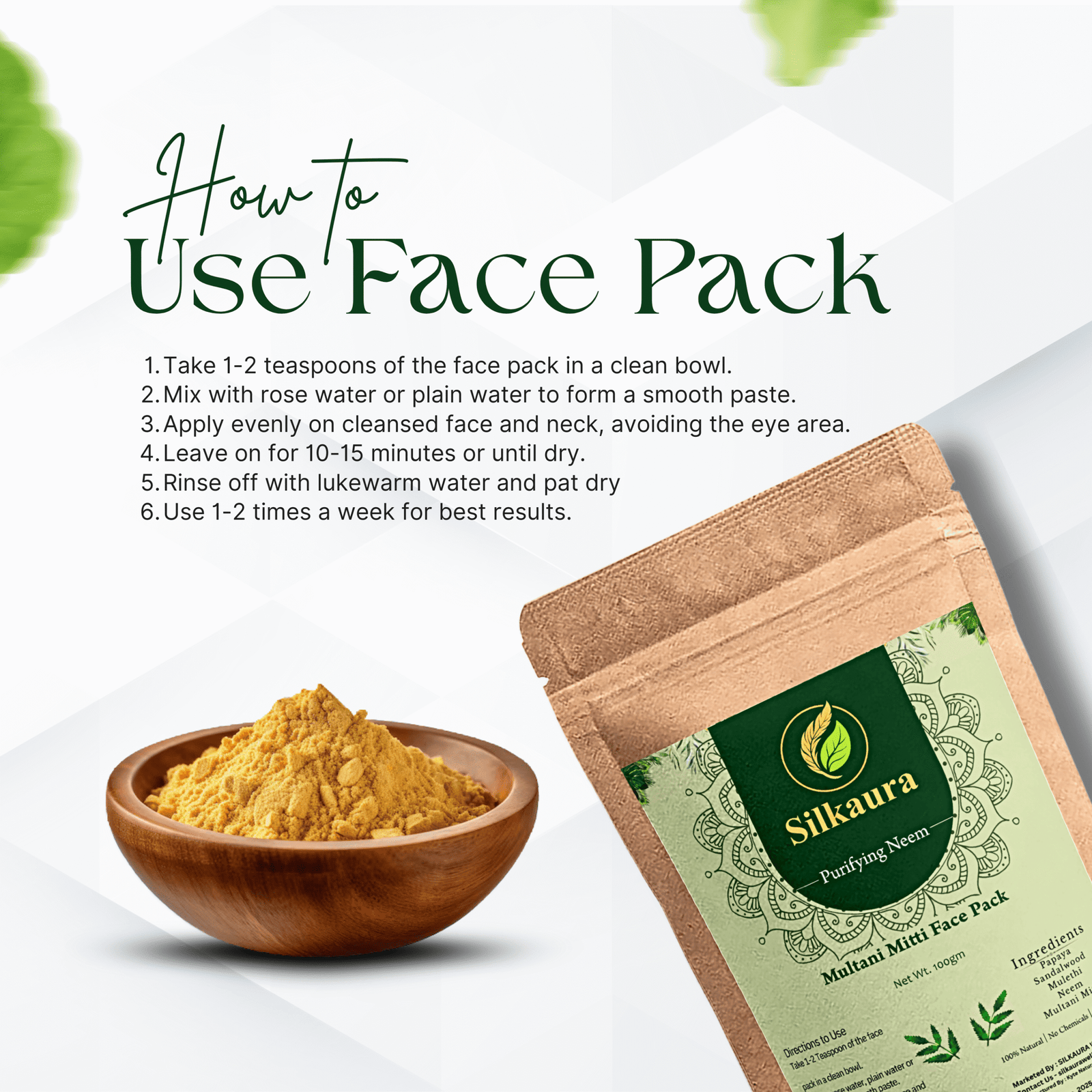 Silkaura Purifying Neem – Multani Mitti Face Pack - Image 4